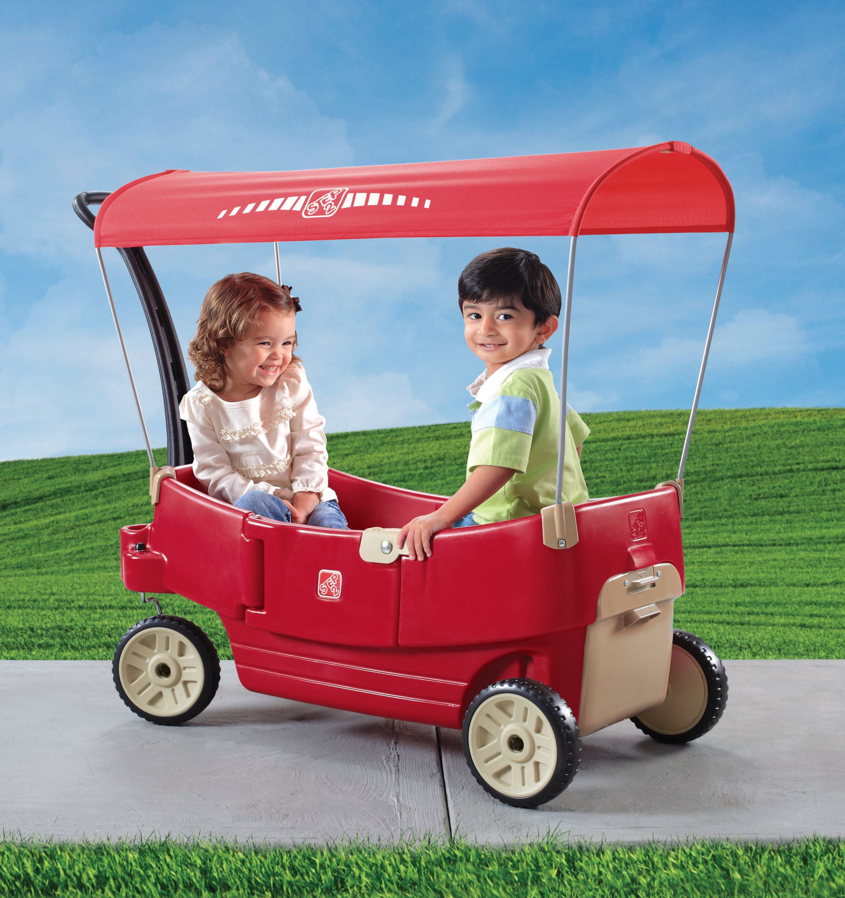 Step2 All Around Canopy Wagon Red Kids Wagon with Canopy