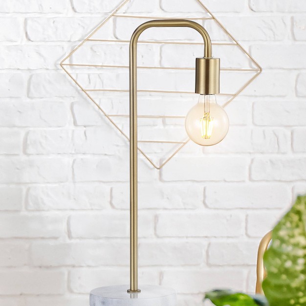 Metal marble Minimalist Glam Pipe Table Lamp includes Led Light Bulb Brass Jonathan Y