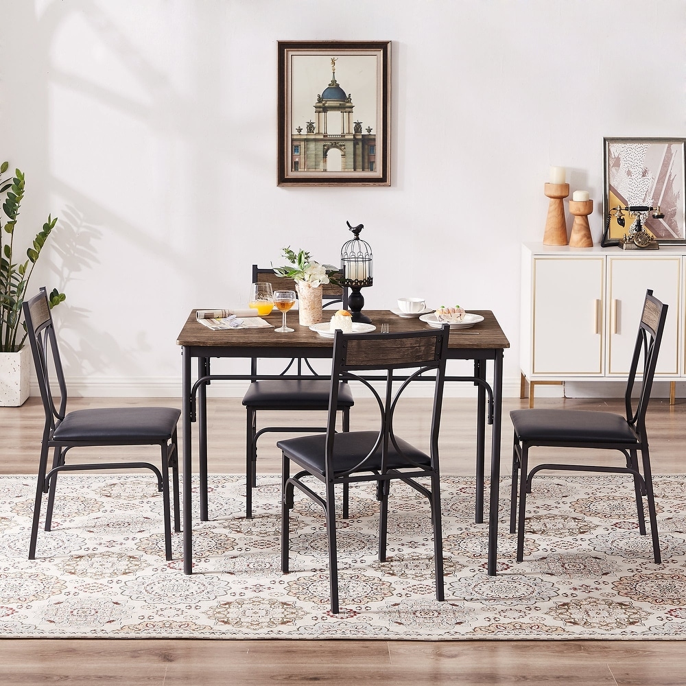 VECELO Bistro Kitchen Dining Table and Dining Chair Set of 2 or 4 (3PCS/5PCS)