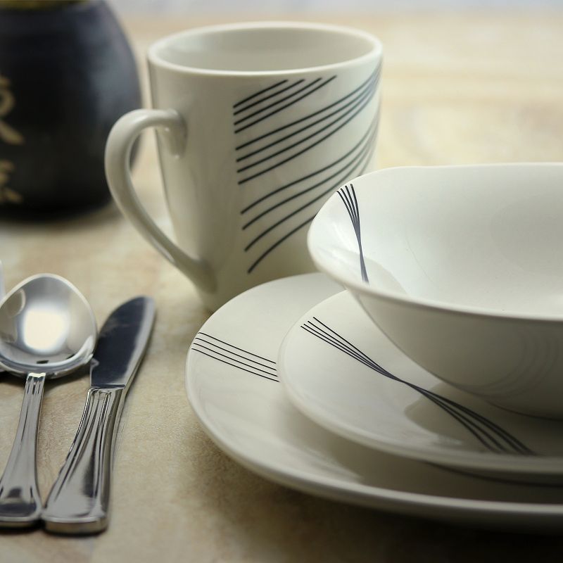 Gibson Curvation 16-Piece Soft Square Dinnerware Set in White