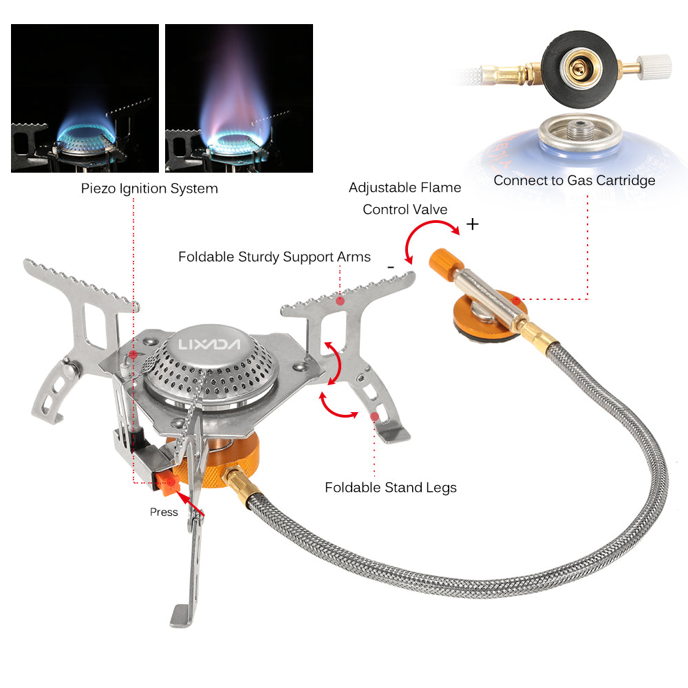 Lixada Camping Gas Stove Outdoor Cooking Portable Foldable Split Burner 3000W