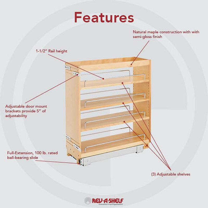 Rev-a-shelf 8 Pull Out Kitchen Cabinet Organizer Pantry Spice Rack， 448-bc-8c