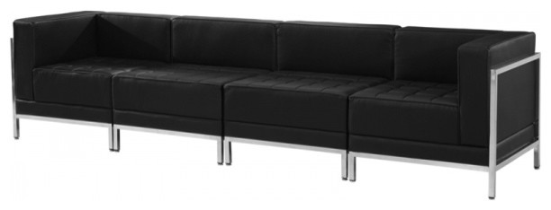 Flash Furniture Hercules Imagination Series Black Leather Lounge  4 Piece Set   Contemporary   Sectional Sofas   by XOMART  Houzz