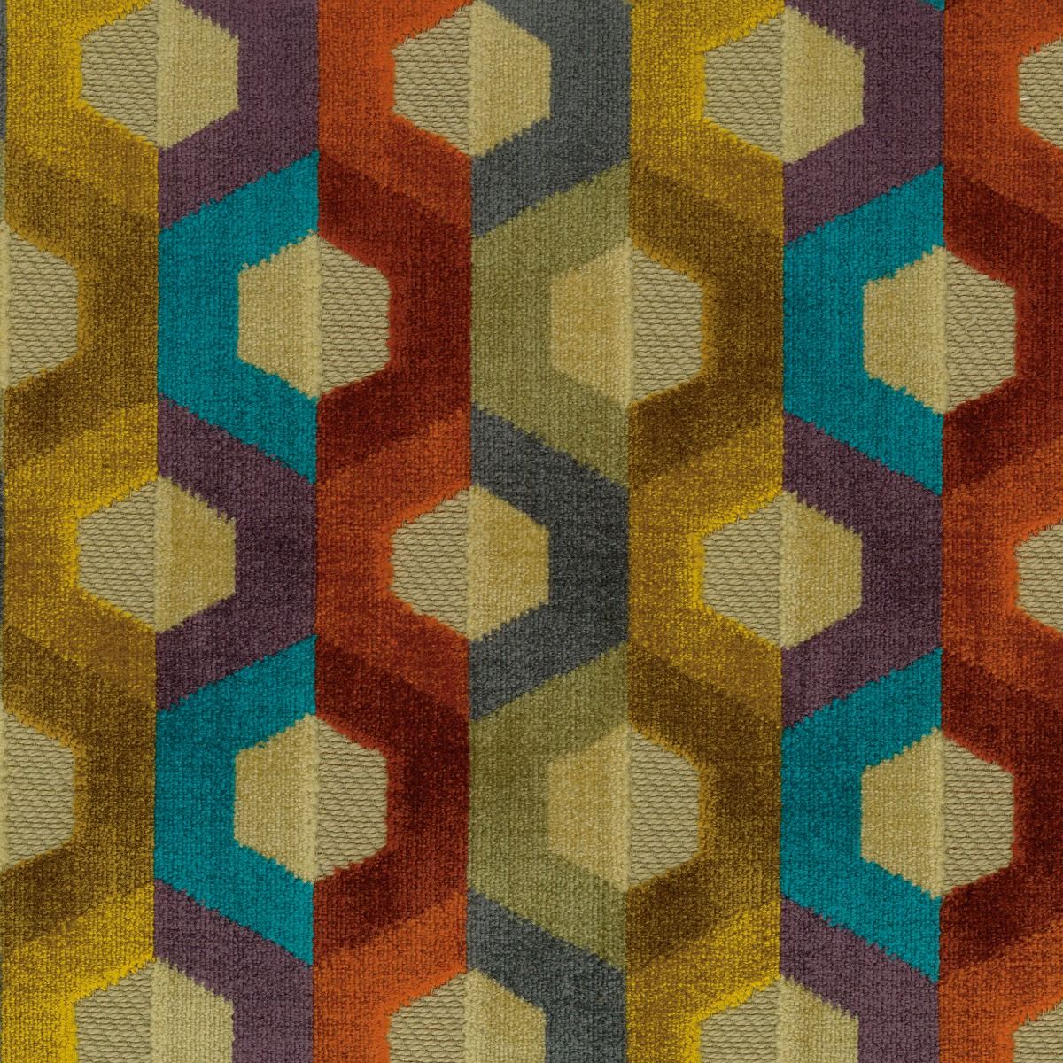 Viviana Favo Terracotta/Gold/Petrol Fabric