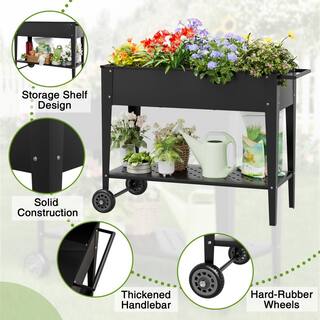 Tozey 38 in. W x 31 in. H Outdoor Movable Metal Elevated ​Garden Bed Cart with Wheels T-GB22-0072-0