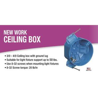 Carlon Polycarbonate Blue 20 cu. in. Round New Work Ceiling Electrical Box (Case of 75) B520P-UPC