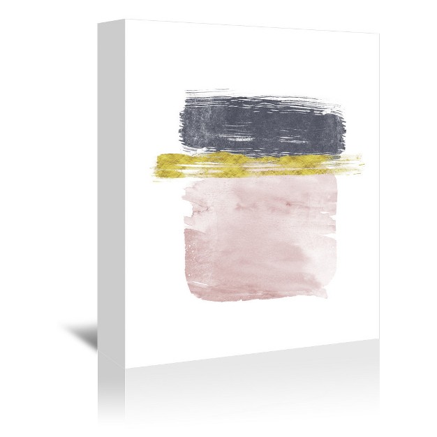 Americanflat Abstract Minimalist Strokes In Pink Navy And Gold By Tanya Shumkina Wrapped Canvas