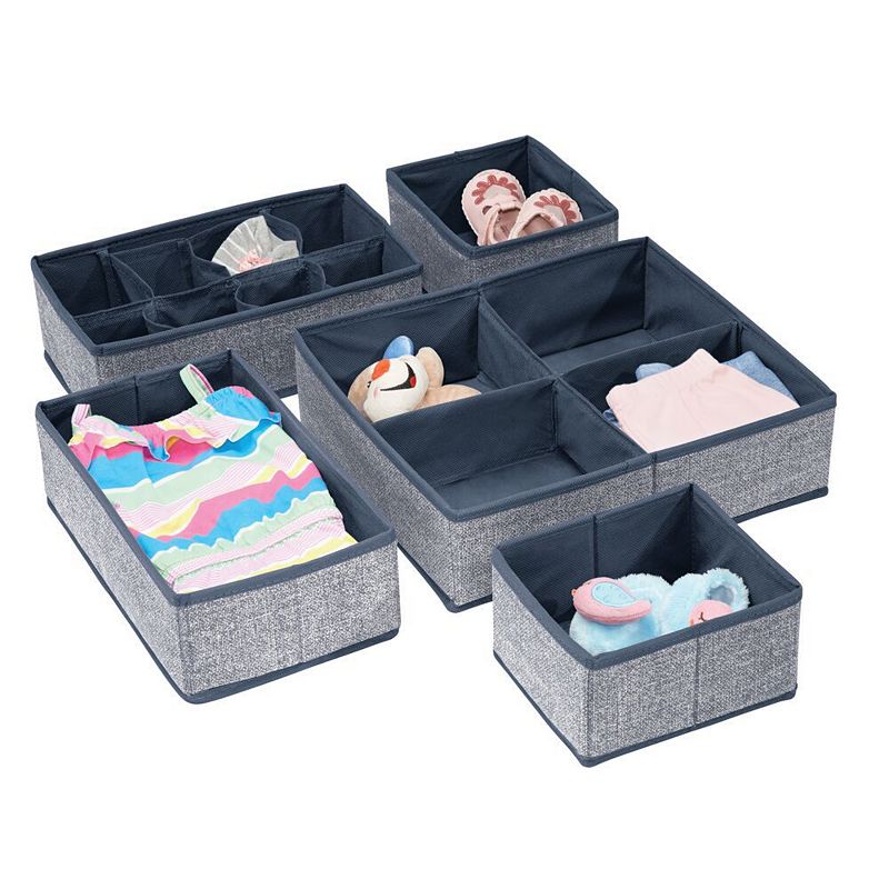 mDesign Fabric Nursery Child/Baby Divided Drawer Organizers， Set of 5