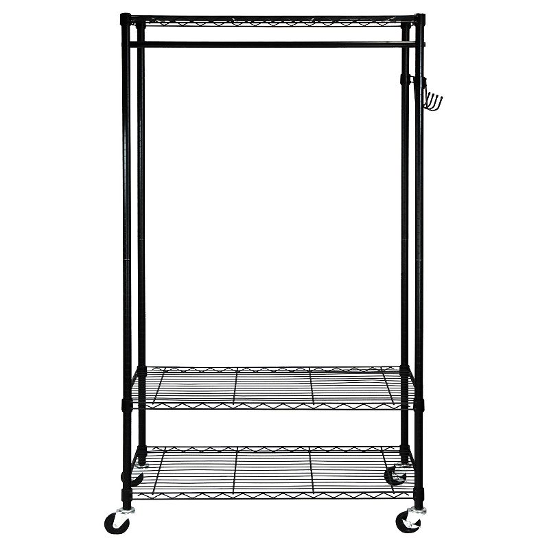 Oceanstar Garment Rack with Adjustable Shelves with Hooks