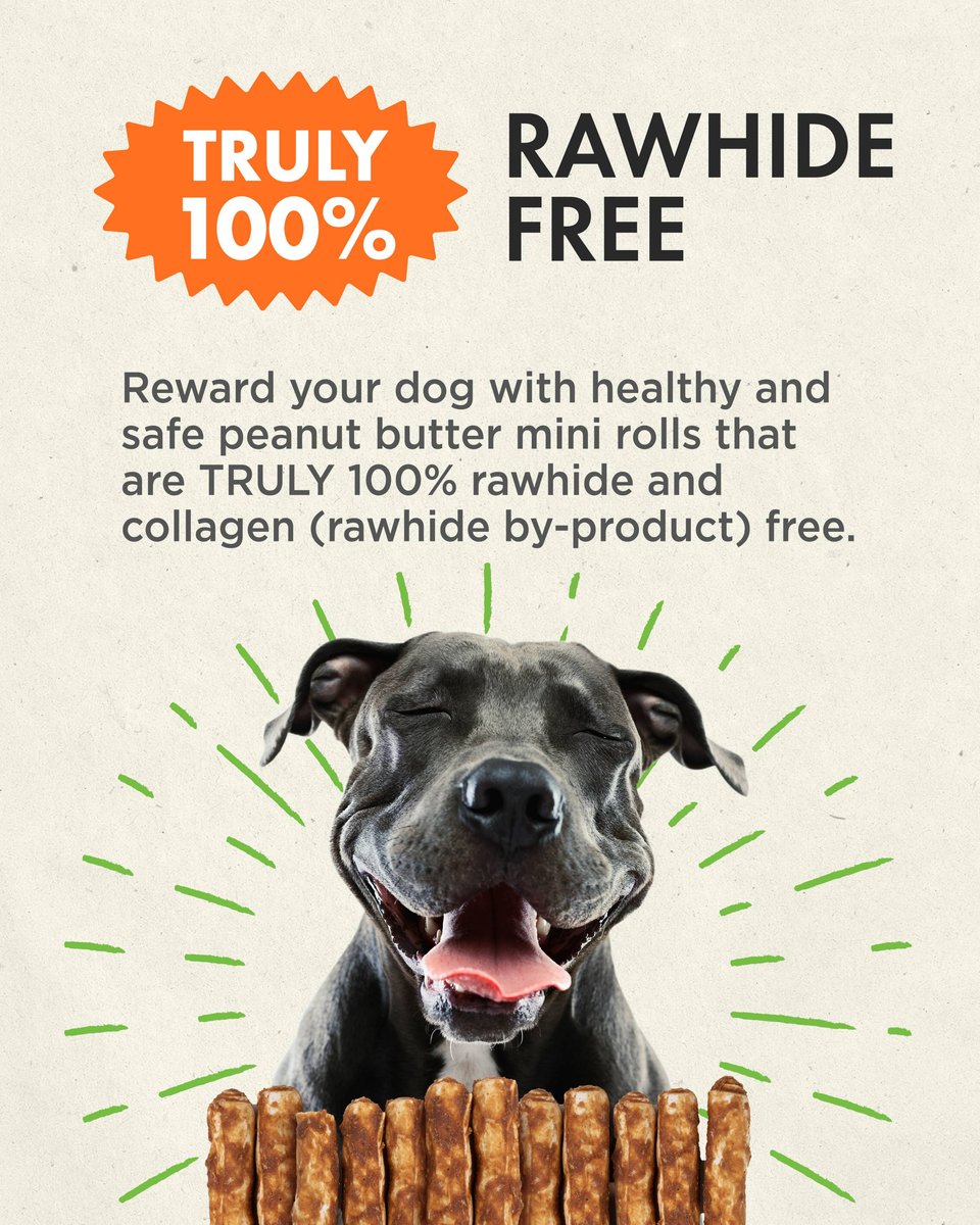 Canine Naturals 2.5-in Mini Roll Natural Peanut Butter Dog Chew Treat， 17.5-oz bag， 25 count