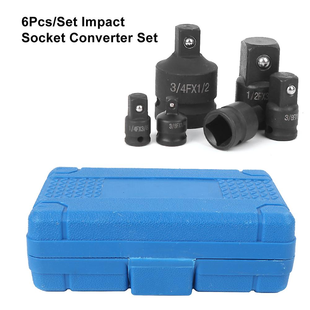 6pcs/set Impact Socket Converter Reducer Adapter Set 1/2in 1/4in 3/8in 3/4in