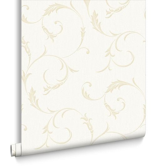 Athena Wallpaper in White Gold