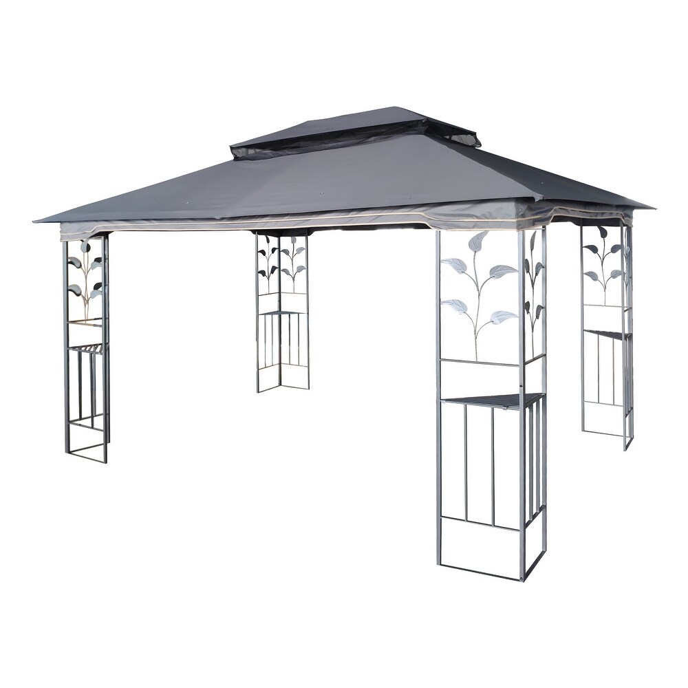 Versatile 13' x10' Outdoor Patio Gazebo with Double Vented Roof   Detachable Mosquito Net  Suitable for Lawn  Garden  Backyard