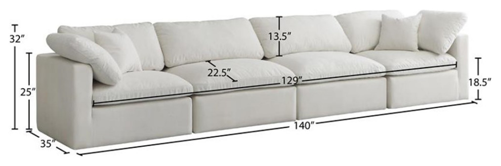 Pemberly Row Modern / Contemporary Standard Cream Velvet Modular Sofa   Transitional   Sectional Sofas   by Homesquare  Houzz