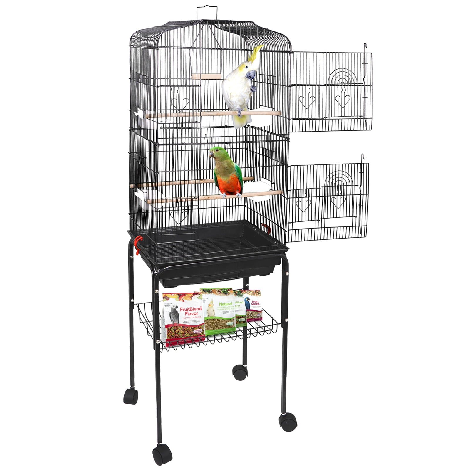 Zeny 59'' Bird Cage Large Wrought Iron Cage for Cockatiel Sun Conure Parakeet with Rolling Stand