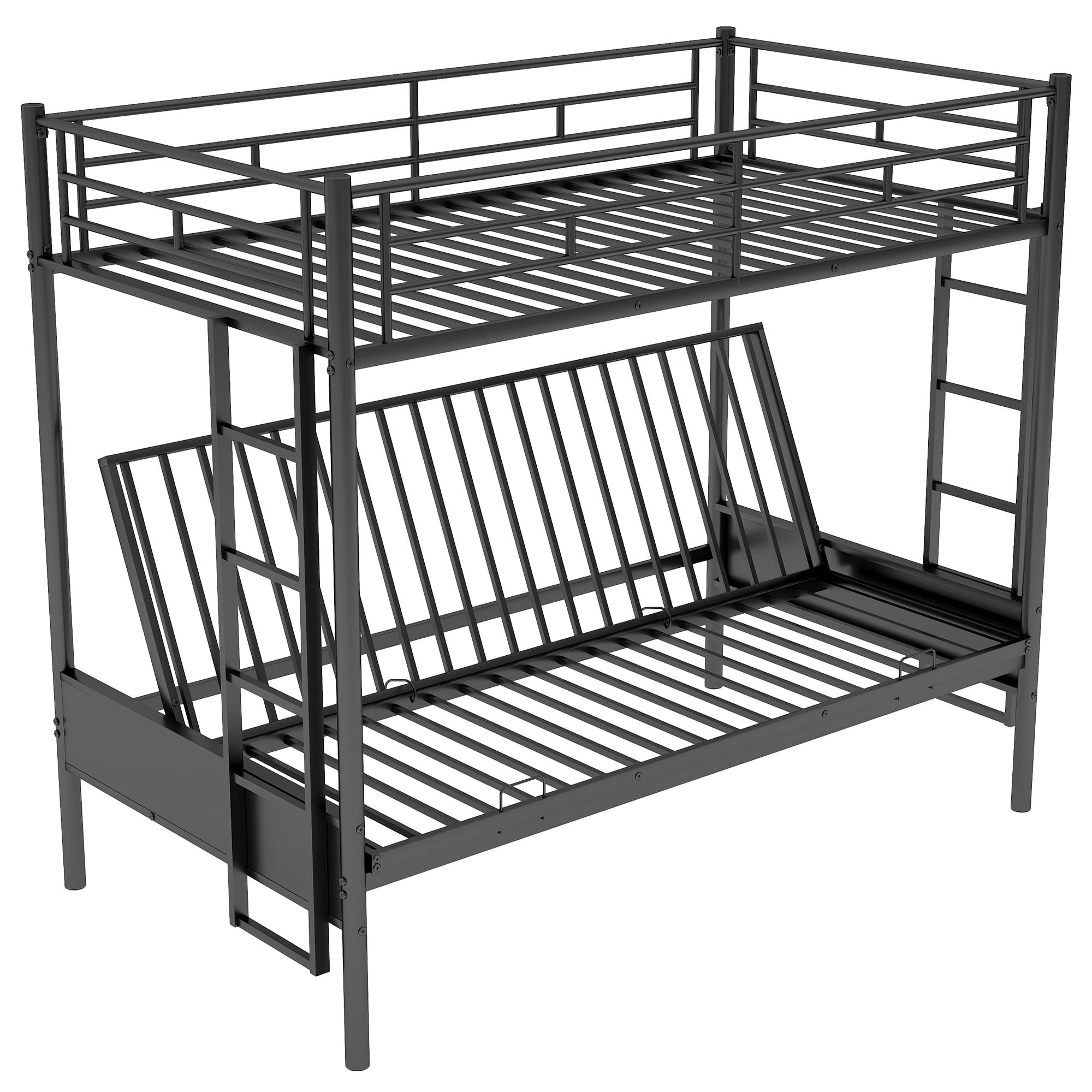 Merax Twin-over-Full Futon Metal Bunk Bed for Children's Bedroom