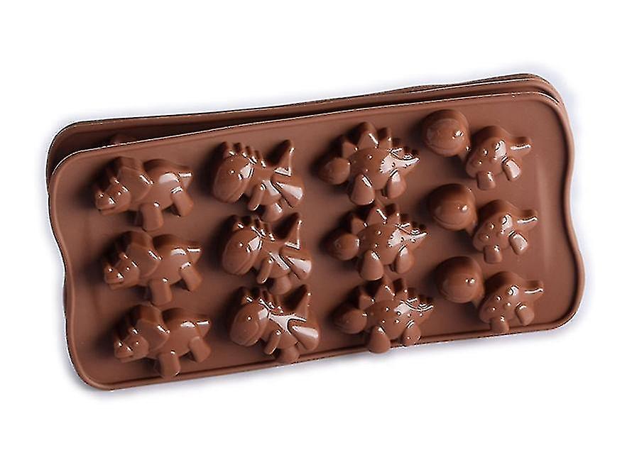 4 Packs 12-cavity Dinosaur Chocolate Mold Non Stick Dinosaur Shape