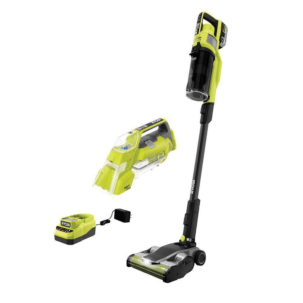 RYOBI ONE+ HP 18V Brushless Cordless Pet Stick Vacuum Kit with Battery Charger  ONE+ 18V SWIFTClean Spot Cleaner PBLSV717K-PCL756B