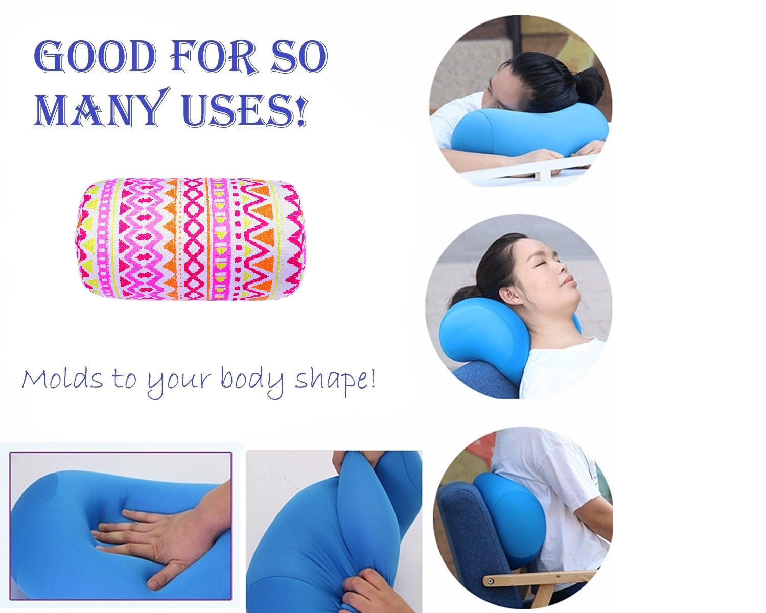 Bookishbunny Micro Bead Roll Chair Car Cushion Neck Head Soft Back Support Travel Pillow