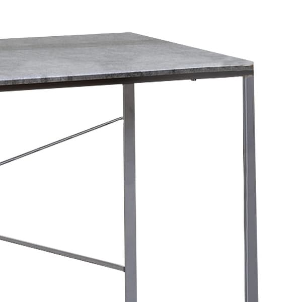 Sled Base Rectangular Table with X shape Back and Wood Top，Gray and Silver - 28 H x 22 W x 47 L Inches