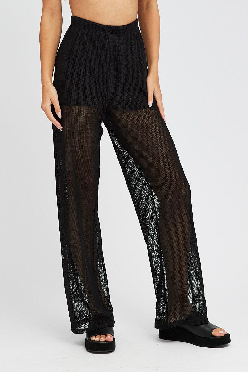 Black Wide Leg Pants Elasticated Waist