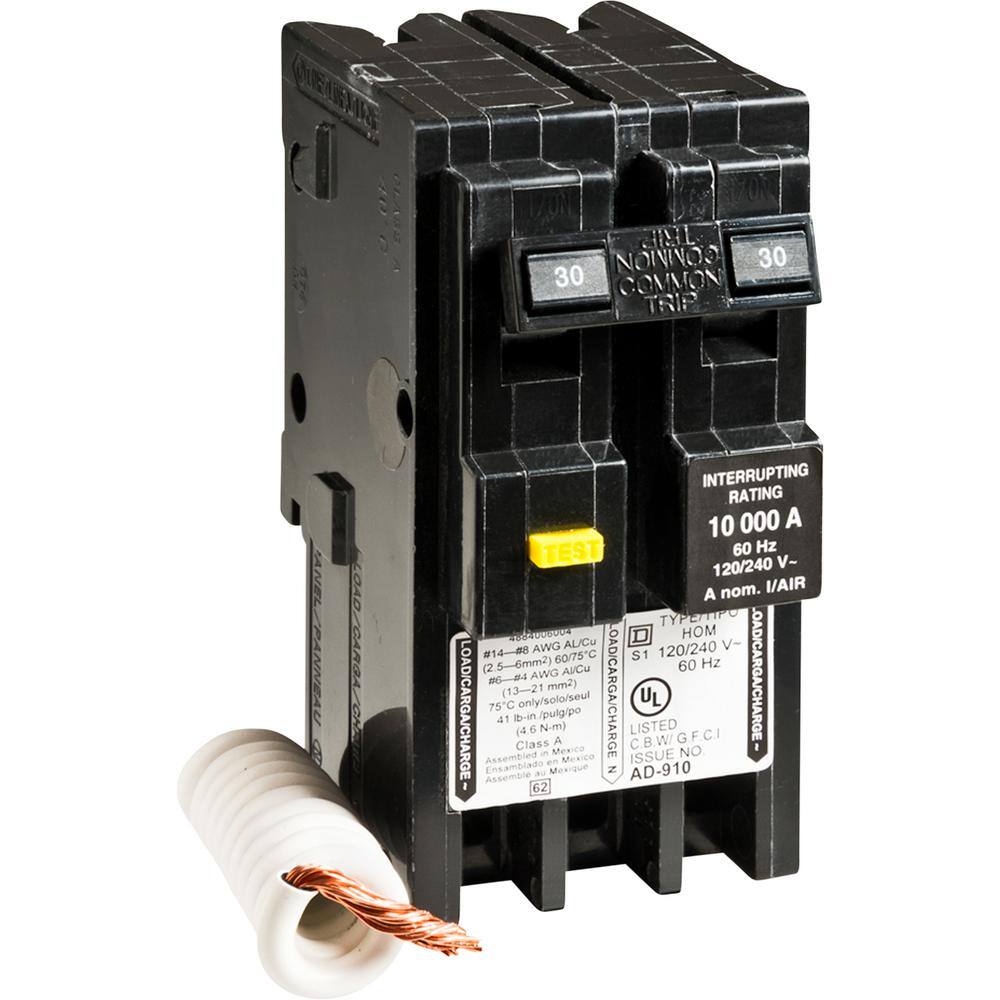 Square D Homeline 30 Amp 2-Pole GFCI Circuit Breaker HOM230GFIC