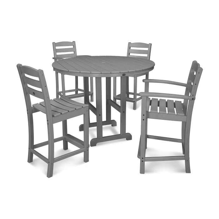 Polywood La Casa Café 5-Piece Round Farmhouse Counter Dining Set PWS254-1