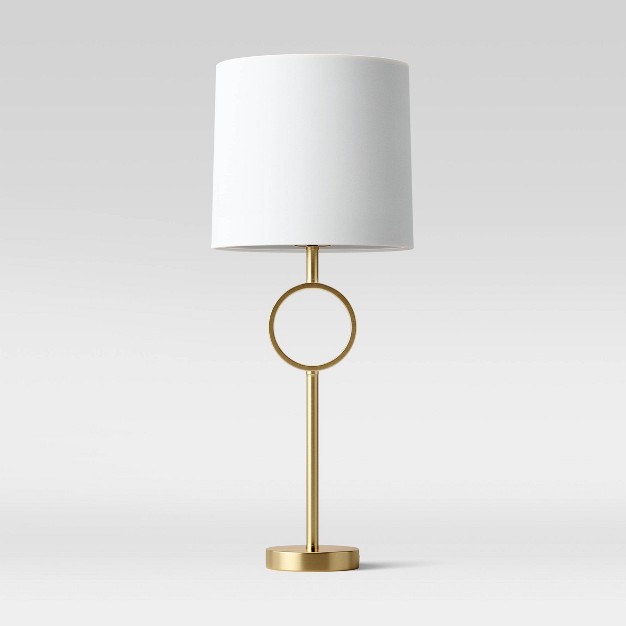 Large Metal Ring Table Lamp includes Led Light Bulb Brass