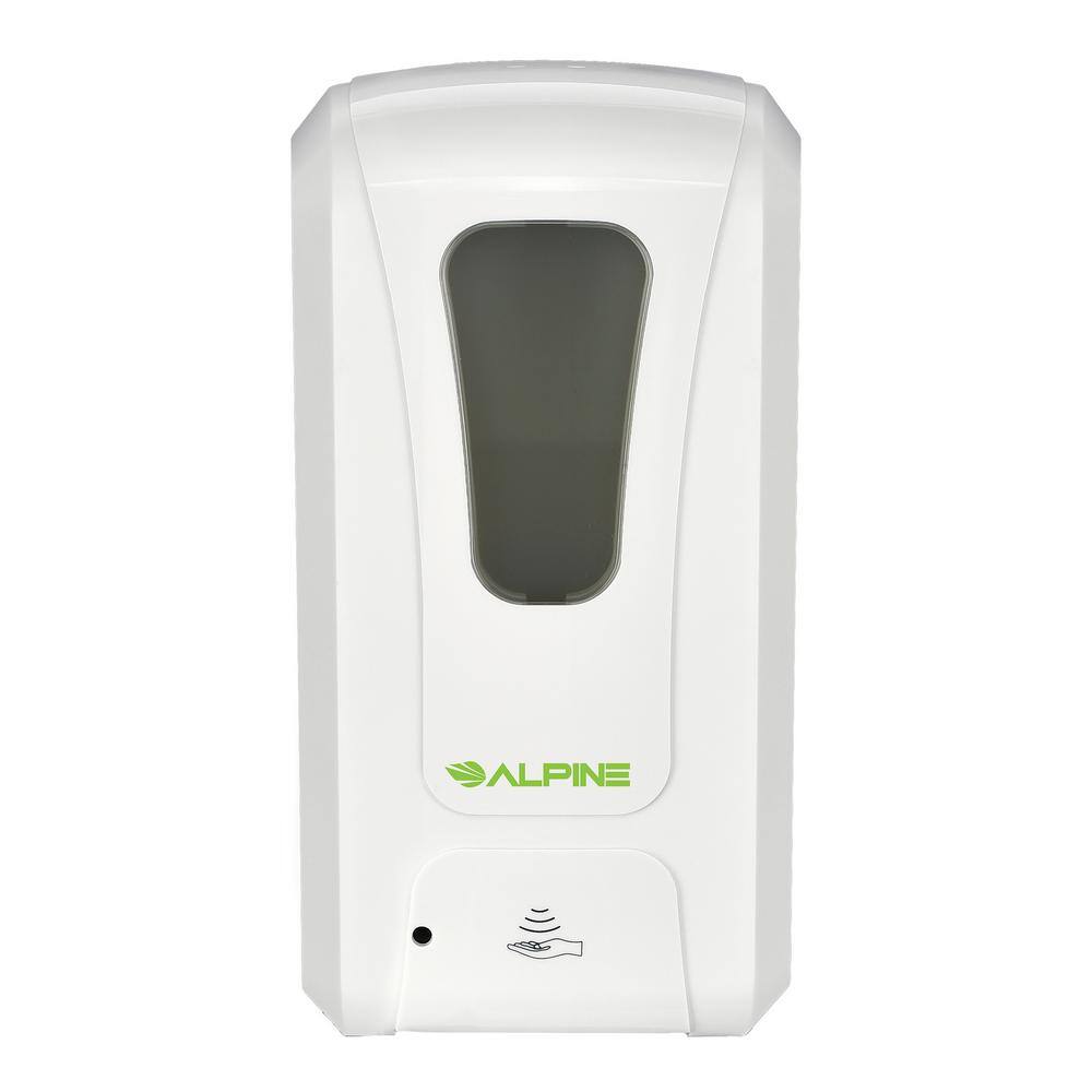 Alpine Industries 1200 ml. Wall Mount Automatic Gel Hand Sanitizer Soap Dispenser in White (2-Pack) 430-L-2PK