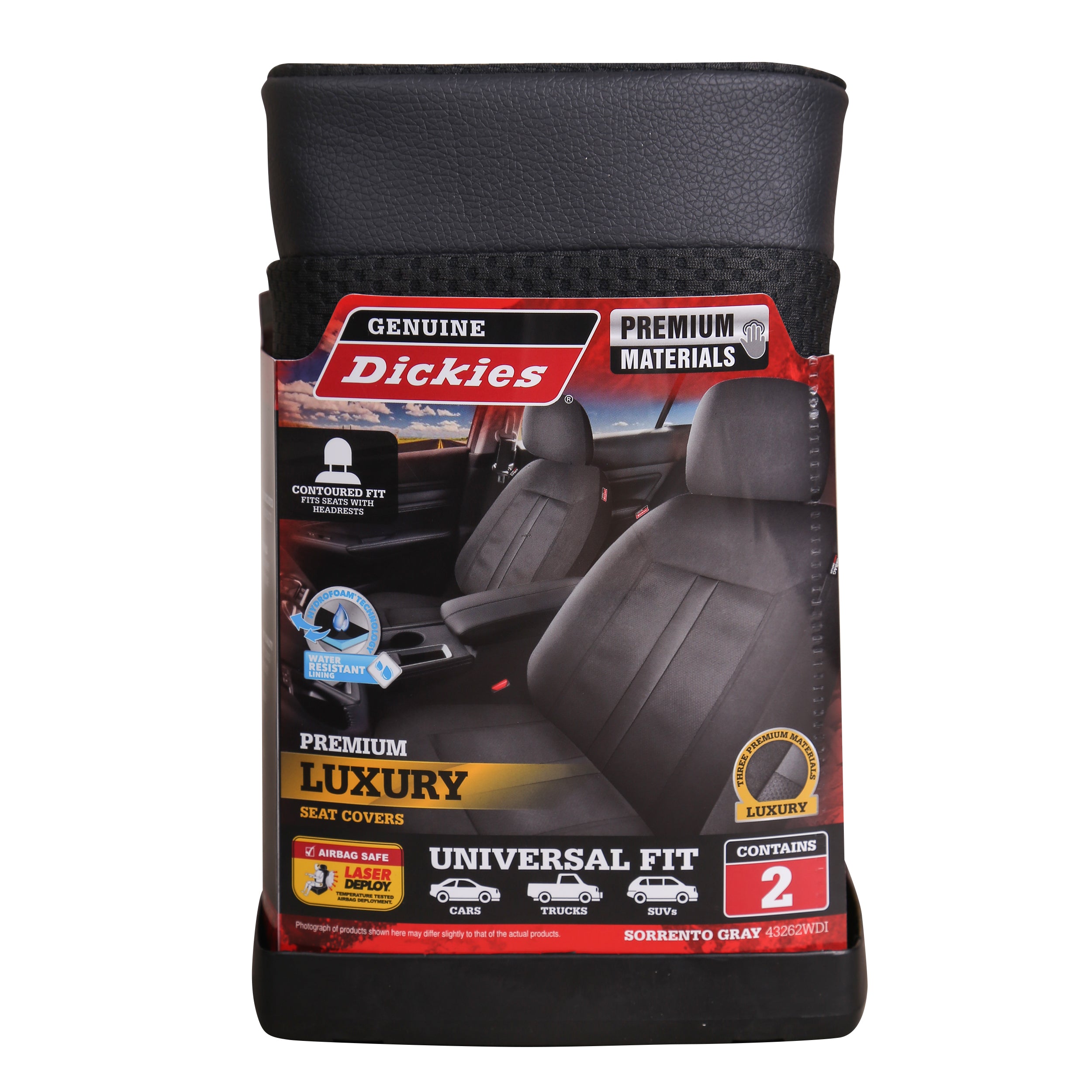 Genuine Dickies 2 Piece Sorrento Car Seat Covers Gray， 43262WDI