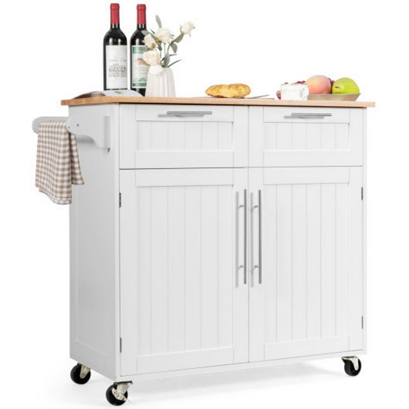 Heavy Duty Rolling Kitchen Cart with Tower Holder and Drawer