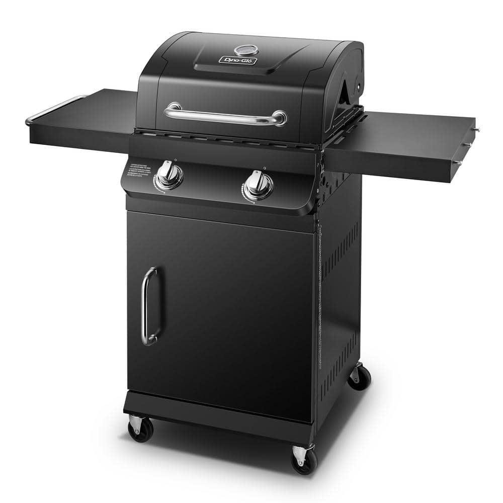 DynaGlo Premier 2Burner Propane Gas Grill with Folding Side Tables in Black