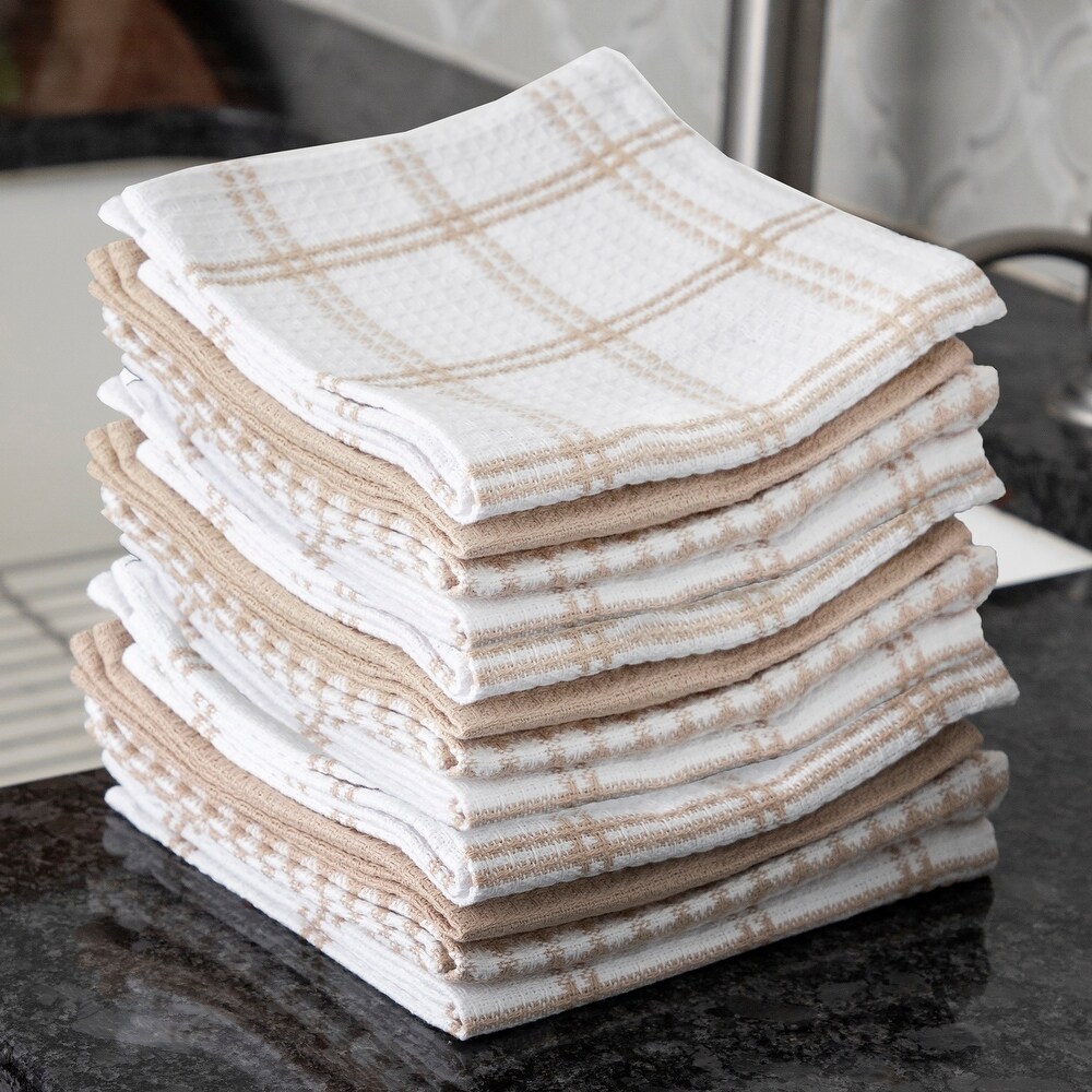 T fal Textiles 12 Pack Flat Waffle Cotton Kitchen Dish Cloth Set