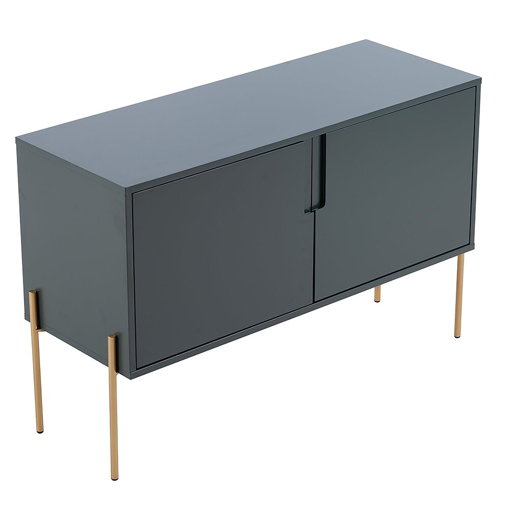 48 inch Wood Sideboard in Matte Green with Interior Shelves