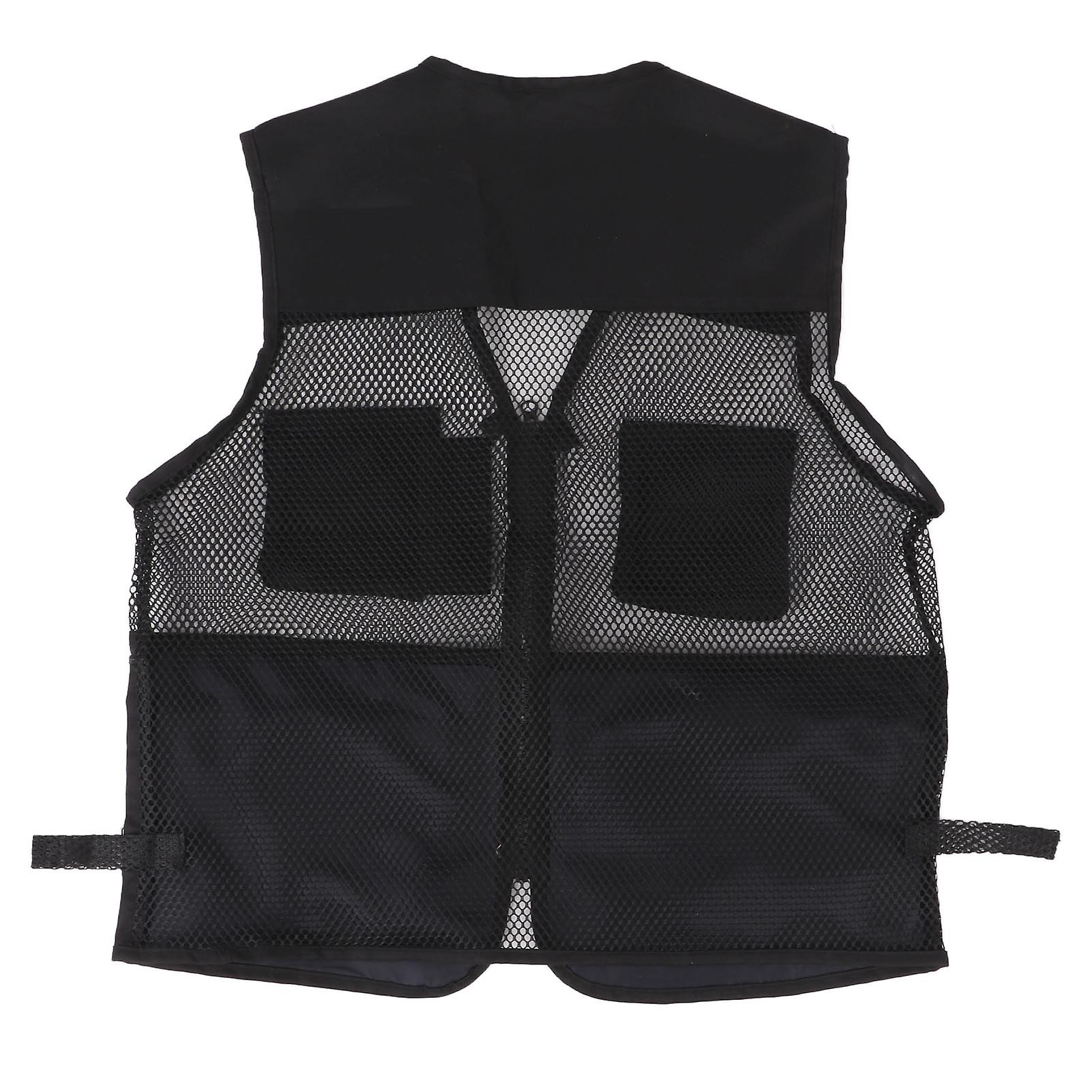 Military Vest Durable Breathable Multi Pocket Mesh Fishing Vest For Outdoor Activitiesl Black