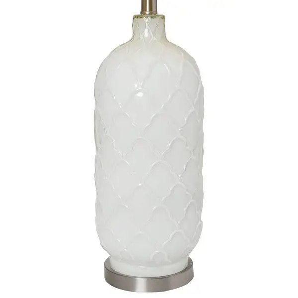 Elegant Designs White and Brushed Nickel Glass Table Lamp - 15.75x15.75x22