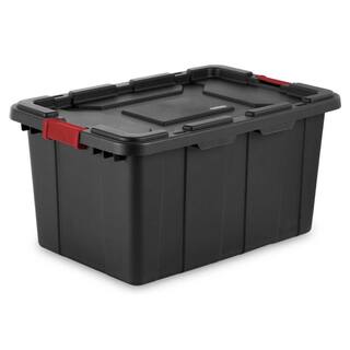 Sterilite 15-Gal. Durable Rugged Industrial Tote with Latches in Black (12-Pack) 12 x 14649006