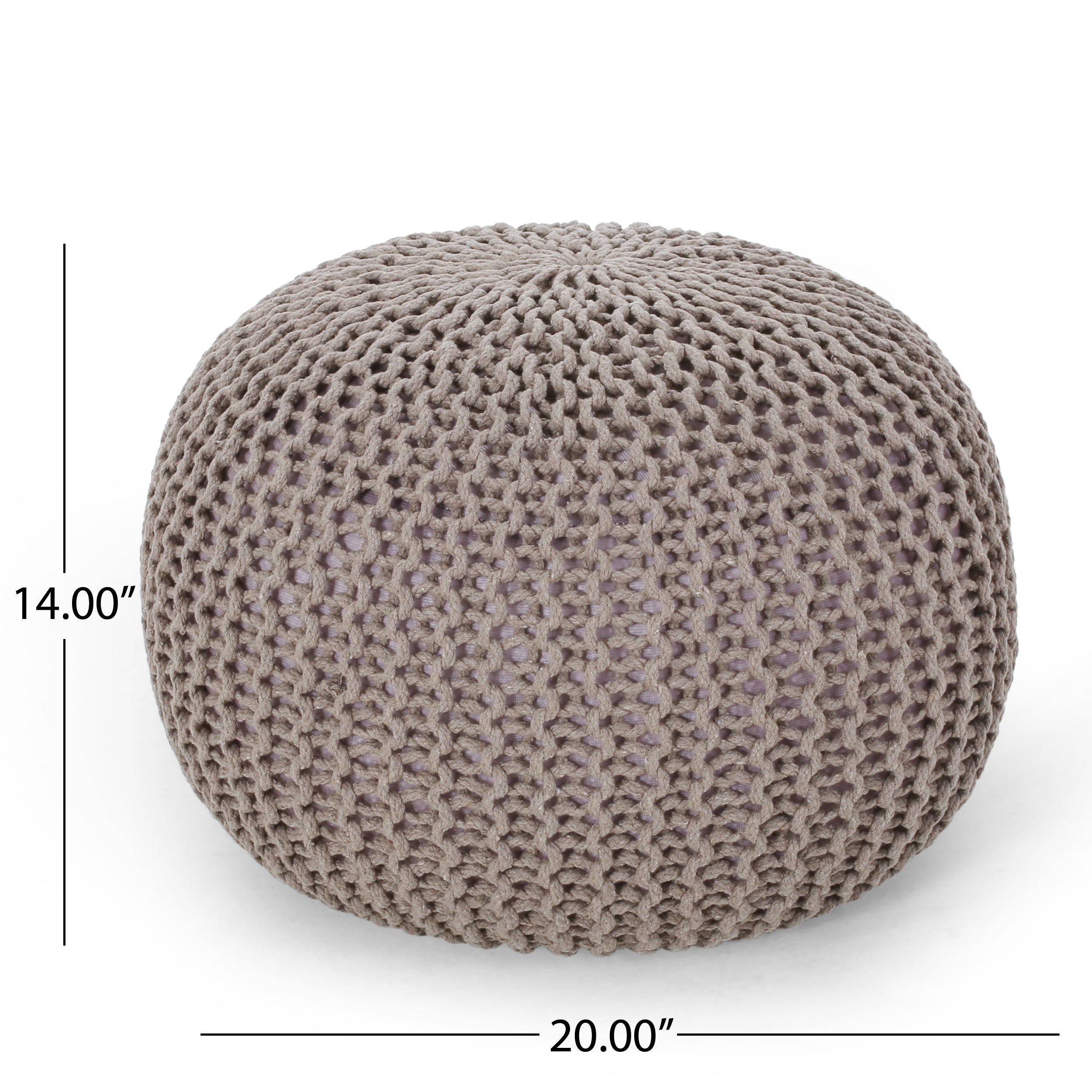 Barwick Modern Knitted Cotton Round Pouf