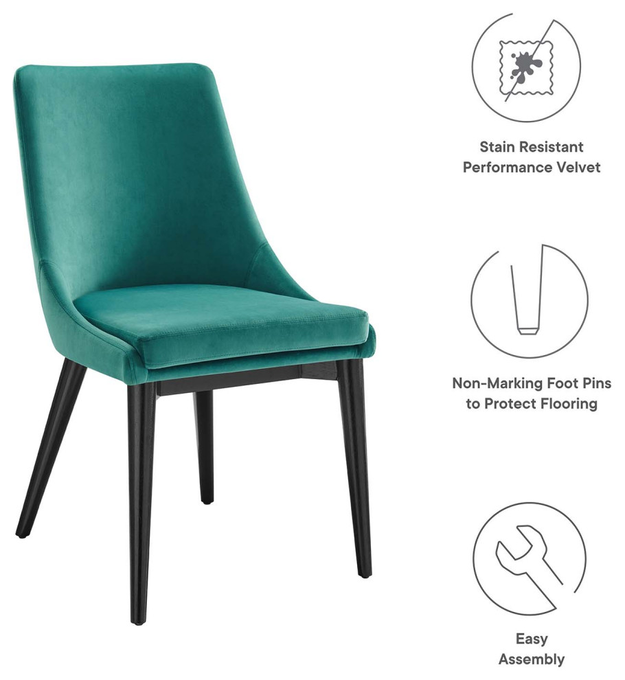 Viscount Performance Velvet Dining Chair  Teal   Midcentury   Dining Chairs   by Homesquare  Houzz