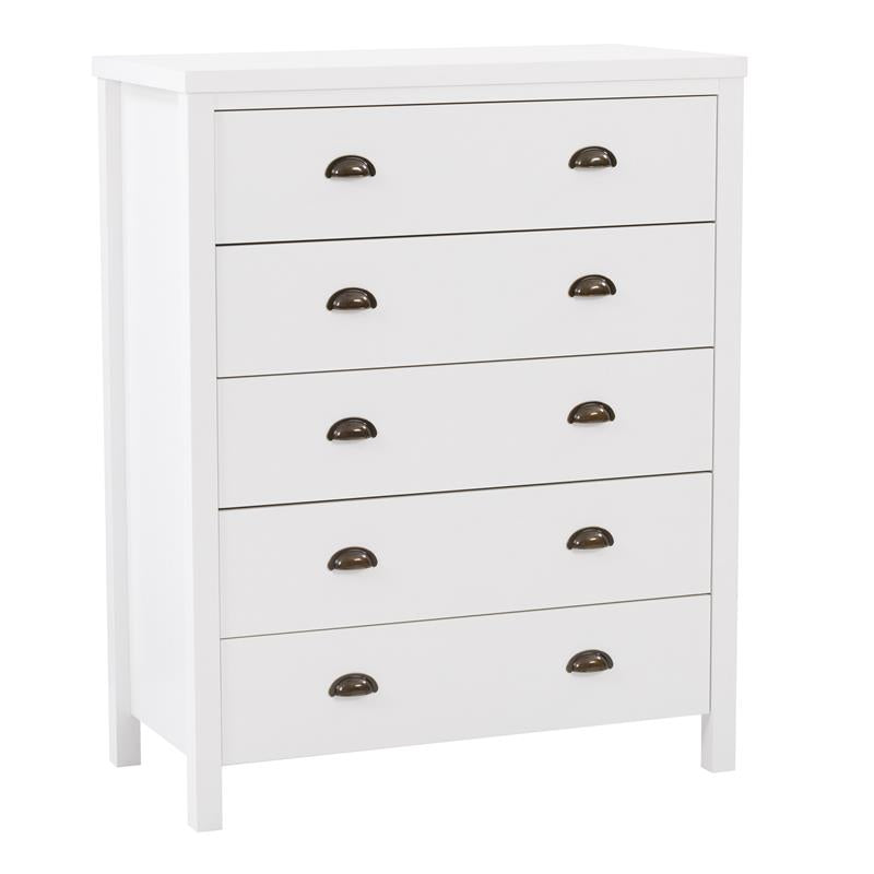 Bowery Hill 5 Drawer Dresser - White Engineered Wood