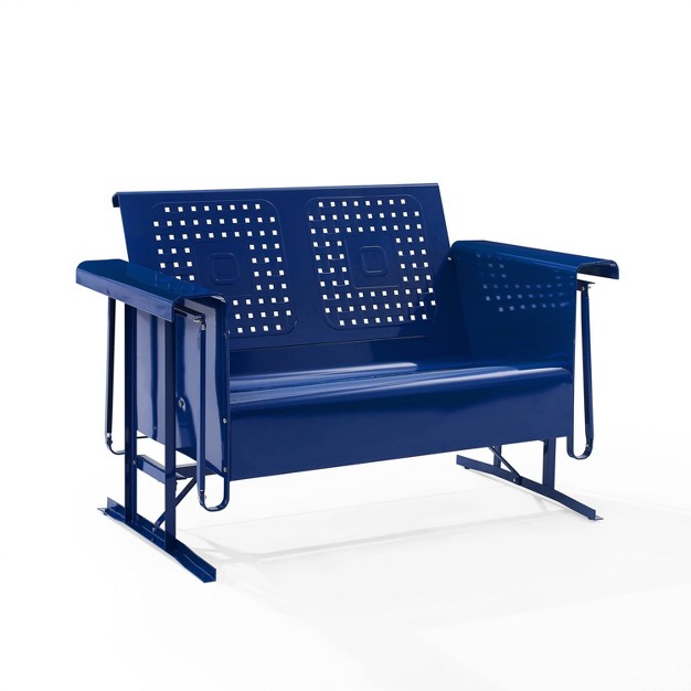 Bates Outdoor Metal Loveseat Glider Navy Crosley