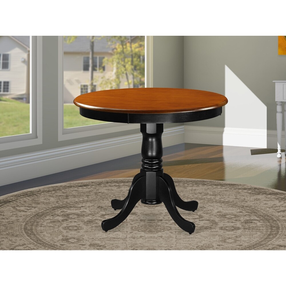 East West Furniture Kitchen Dining Table   a Round Solid Wood Table Top with Pedestal Base  36x36 Inch  (Finish Options)