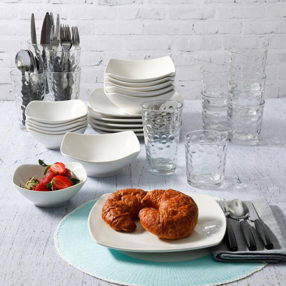 Gibson 48-Piece Casual White Ceramic Dinnerware Set (Service for 6) 985112764M