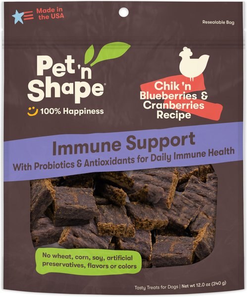 Pet 'n Shape Chik 'n Cranberries Blueberries Immune Support Dog Treats， 12-oz bag