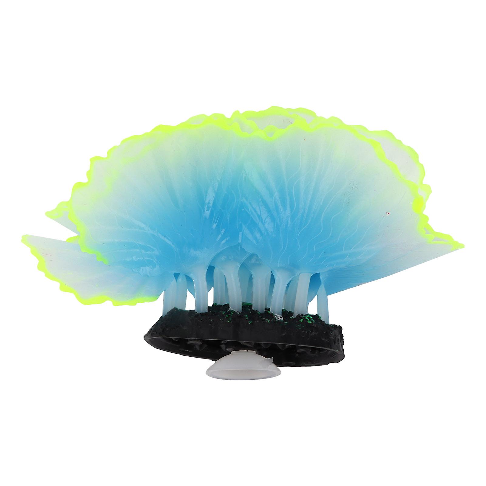 Fish Tank Fluorescent Lettuce Coral Decoration Simulation Marine Plants Aquarium Landscaping Decorationblue