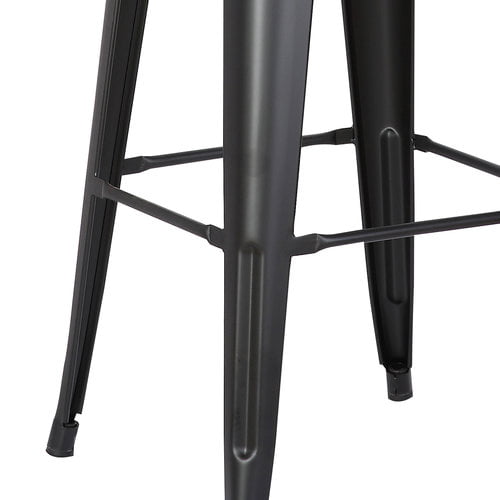 AC Pacific Modern Backless Light Weight Industrial Metal Barstool 4 Leg Design， 24 Seat Bar Stools (Set of 2)， Matte Black Finish