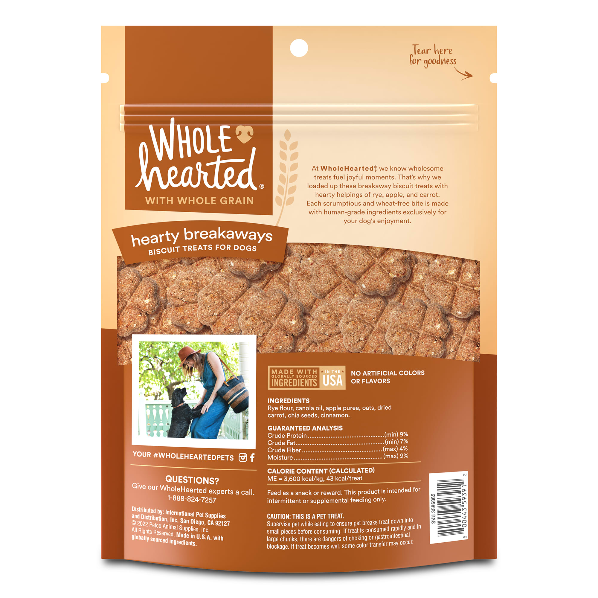 WholeHearted Carrot + Apple + Cinnamon Biscuits for Dogs， 10 oz.