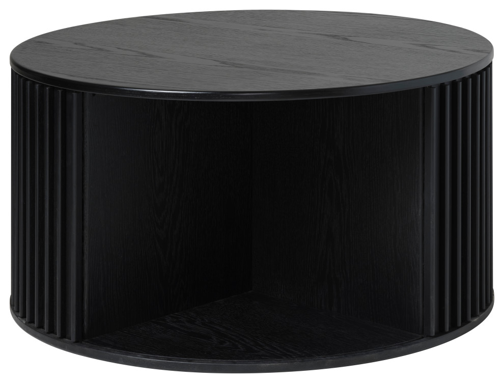 Mid Century Modern Round Pedestal Coffee Table  33 quotW  Black Oak   Transitional   Coffee Tables   by Unique Furniture  Houzz