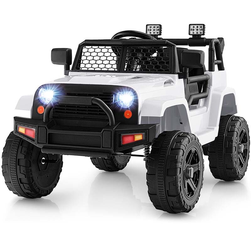 12V Kids Ride On Truck Car Battery Powered Electric Vehicle RC with Mesh Windshield & Bright Headlights