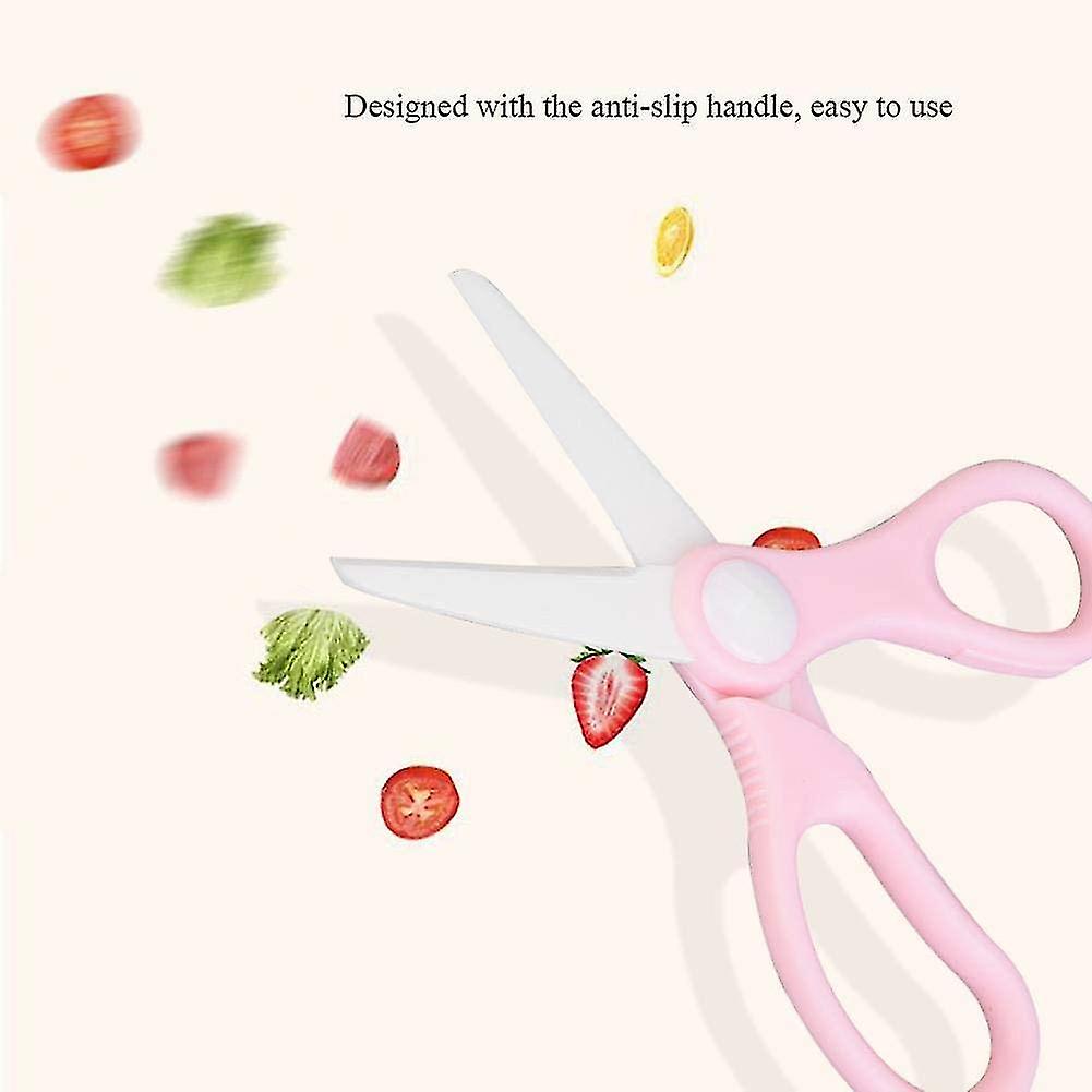 Baby Food Ceramic Scissors， Safety Ceramic Baby Scissors Multifunctional Anti-rust Durable Baby Ceramic Scissors For Chicken Vegetable Fruit (pink)